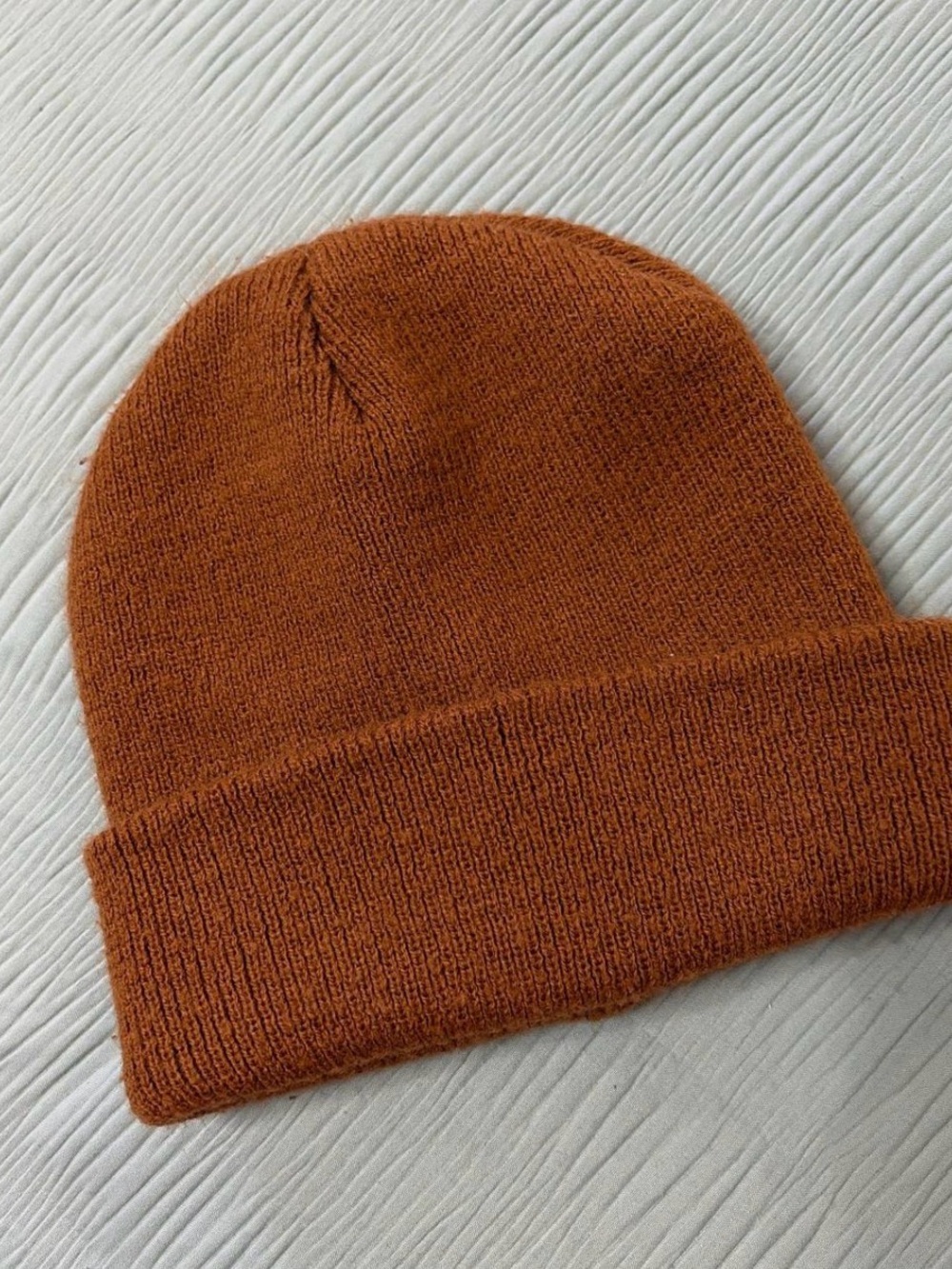 Kids Knit Beanie - Rust Orange Brown